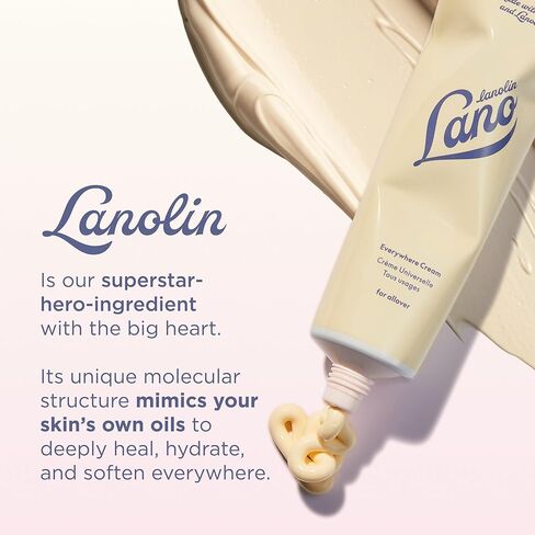 Lanolips Everywhere Cream - فائق الترطيب فيتامين E & Lanolin غسول الجسم ومرطب للوجه للبشرة الجافة والمتصدع - العناية بالبشرة والعناية بالجسم للأطفال والرضع (85 مل / 2.9 أوقية) in Kuwait