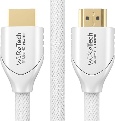 WiRoTech HDMI Cable 4K Ultra HD with Braided Cable, HDMI 2.0 18Gbps, Supports 4K 60Hz, Chroma 4 4 4, Dolby Vision, HDR10, ARC, HDCP2.2 (10 Feet, White) in Saudi Arabia