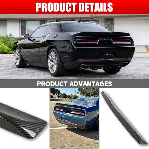 جناح سبويلر خلفي للسيارة 2011-2025 دودج تشالنجر SRT Hellcat R/T Scat Pack Widebody T/A، ملحق خارجي سبويلر خلفي على الطراز المقعر (طلاء أسود لامع) in Kuwait