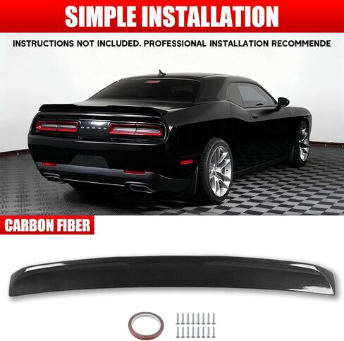 جناح سبويلر خلفي للسيارة 2011-2025 دودج تشالنجر SRT Hellcat R/T Scat Pack Widebody T/A، ملحق خارجي سبويلر خلفي على الطراز المقعر (طلاء أسود لامع) in Kuwait