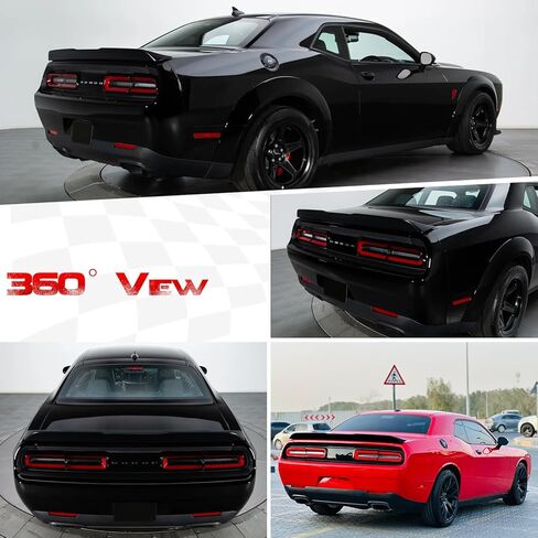 جناح سبويلر خلفي للسيارة 2011-2025 دودج تشالنجر SRT Hellcat R/T Scat Pack Widebody T/A، ملحق خارجي سبويلر خلفي على الطراز المقعر (طلاء أسود لامع) in Kuwait