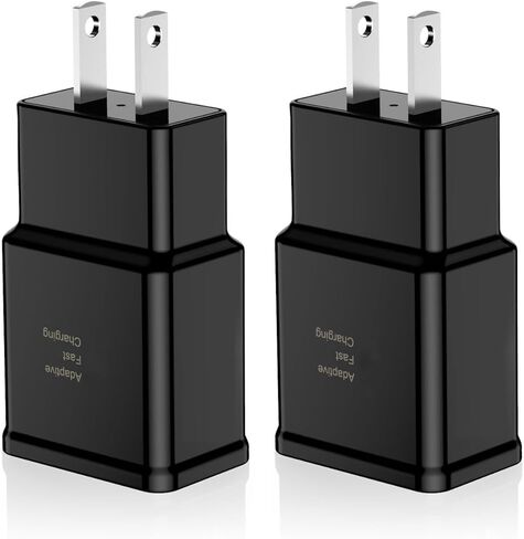 محول شاحن حائط USB سريع التكيف متوافق مع Samsung Galaxy S21 S20 S10 S6 S7 S8 S9 / Edge/Plus/Active، Note 5 8، Note 9، Note 10، LG Quick Charge، Android Phone Travel Plug (عبوتان) in Kuwait