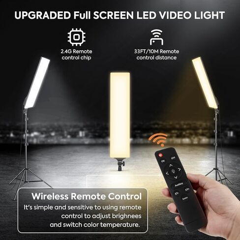 مصباح فيديو LED، مجموعة SEDGEWIN مكونة من قطعتين بقدرة 7000 كلفن قابلة للتعتيم، مجموعة إضاءة التصوير الفوتوغرافي بمفتاح USB مع 9 مرشحات ألوان حامل ثلاثي القوائم قابل للتعديل للتصوير الفوتوغرافي/تسجيل الفيديو/إضاءة مؤتمرات الفيديو in Kuwait