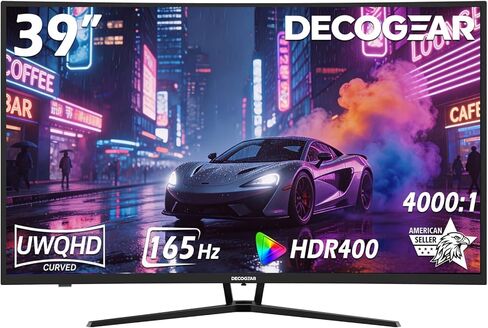 شاشة ألعاب Deco Gear 39 بوصة منحنية فائقة الاتساع، 2560 × 1440، 1 مللي ثانية MPRT، 165 هرتز، 16:9، HDR400، 4000:1 in Kuwait