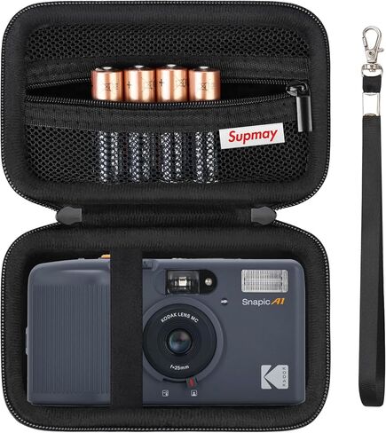 حقيبة سفر صلبة من Supmay لكاميرا Kodak F9 قابلة لإعادة الاستخدام فائقة الحجم مقاس 35 مم، حقيبة حمل واقية للتخزين مع جيب شبكي بسحاب للبطارية، والفيلم، وكابل USB، أسود in Kuwait