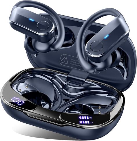 Wireless Earbud Bluetooth 5.3 Headphones Sport Earphones in Ear 48H Playback Stereo Noise Cancelling Earbud with Dual Mic LED Display, Over-Ear Earhooks Ear Buds IP7 Waterproof Headset for Running Gym in Saudi Arabia