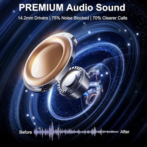 Wireless Earbud Bluetooth 5.3 Headphones Sport Earphones in Ear 48H Playback Stereo Noise Cancelling Earbud with Dual Mic LED Display, Over-Ear Earhooks Ear Buds IP7 Waterproof Headset for Running Gym in Saudi Arabia