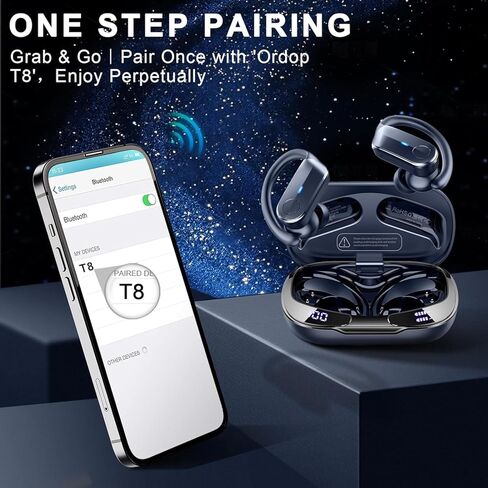 Wireless Earbud Bluetooth 5.3 Headphones Sport Earphones in Ear 48H Playback Stereo Noise Cancelling Earbud with Dual Mic LED Display, Over-Ear Earhooks Ear Buds IP7 Waterproof Headset for Running Gym in Saudi Arabia