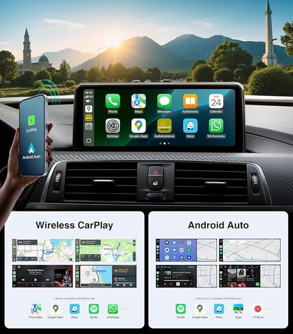 10.25 بوصة IPS شاشة تعمل باللمس سيارة ستيريو لاسلكي CarPlay Wireless Andriod Auto لسلسلة BMW1&2 مع نظام NBT، بلوتوث 4.0، مستقبل الوسائط المتعددة، راديو السيارة SWC مع موسيقى USB HD تشغيل الفيديو in Saudi Arabia