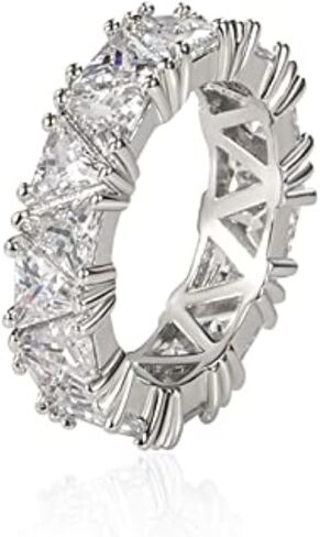925 sterling Silver Flessed Zirconia wedding Ring CZ CONTING ETERNITY BAND for Women in Kuwait