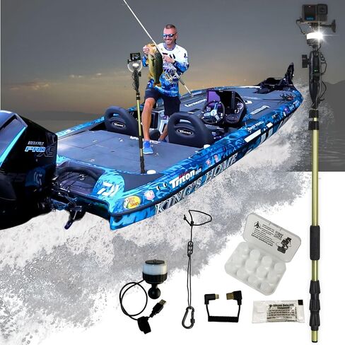 YOLOtek PowerStick 53 بوصة SuperBundle GoPro Boat Mount & قوة ثابتة مملوكة للمحاربين القدامى. Go Pro Camera Bass Boat Accessories. GoPro Mount for Go Pro Hero 11 وجميع كاميرات الحركة. عمود طاقة لكاميرا الصيد in Kuwait