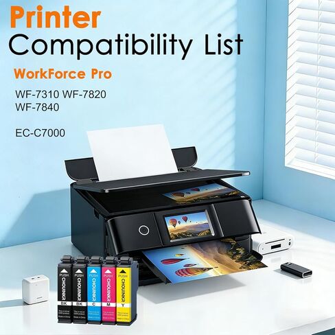خراطيش حبر 812XL معاد تصنيعها لحزمة كومبو خراطيش الحبر Epson 812XL 812XL للاستخدام مع طابعة Workforce Pro WF-7310 WF-7820 WF-7840 EC C7000 (2 أسود سماوي أرجواني أصفر، 5 عبوات) in Kuwait