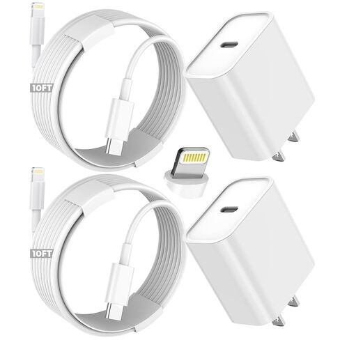 شاحن iPhone سريع، شاحن سريع طويل جدًا iPhone 10Foot 2Pack [Apple MFi Certified] 20W 10FT Fast Apple Charging USB C to Lightning Cable Cord Cable For iPhone 14 13 12 Mini 11 Pro Max/X/SE2022/iPad in Kuwait