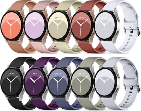 DaQin 10 أحزمة متوافقة مع ساعة Samsung Galaxy Watch 7/6/5/4 40 مم 44 مم/ساعة 6 كلاسيكية 43 مم 47 مم/ساعة 5 Pro 45 مم/ساعة 4 كلاسيكية/أكتيف 2، سوار معصم رياضي من السيليكون الناعم 20 مم للنساء والرجال in Kuwait