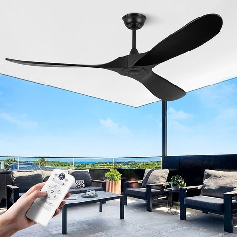 52" Ceiling Fan without Light - 52 inch Propeller Solid Wood Blades Bronze Gray Ceiling Fan no Light with Remote Control for Outdoor Indoor Patio Porch Living Room in Saudi Arabia