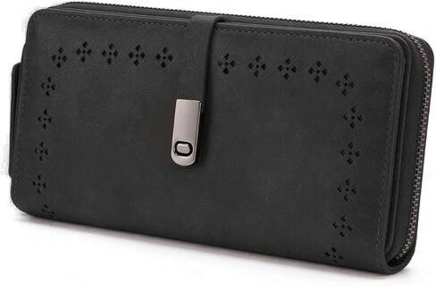 Wallet for Women Large Capacity RFID Blocking Leather Bifold Card Holder with Zipper Change Pocket in Saudi Arabia