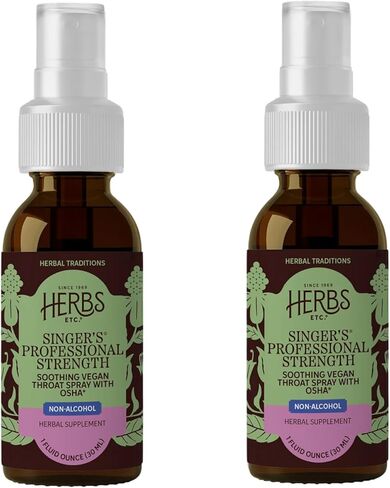 Herbs Etc. Singer's Saving Grace Professional Strength Non-Alcohol Spray - Herbal Support for Soothing Throat - Throat Comfort Spray with Yerba Mansa & Licorice - 1 fl oz (About 75 Servings) - 2 Pack in Saudi Arabia