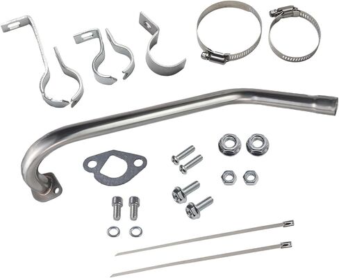 212 Long Exhaust Pipe Fit for Predator 212 224cc 196cc Mini Bike exhaust for Coleman CT200U-EX parts CT200U BT200X for Baja Warrior MB200 Axis M200 GX200 6.5hp Clone Engine KT196 Go Kart Parts-Silver in Saudi Arabia