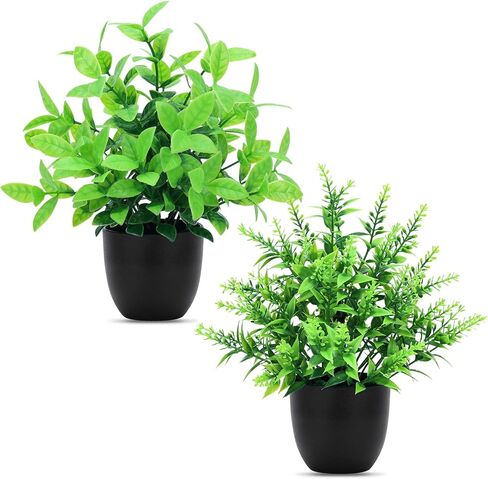 CEWOR Fake Plants 4 Packs Small Artificial Greenery Mini White Potted Plants Bathroom Accessories Decorations for Desk Bathroom Office Home Room Kitchen Table Indoor in Kuwait