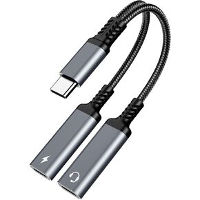 ZOOAUX USB C Splitter, Dual USB C Headphone and Charger Adapter,2-in-1 Type C Audio Dongle Cable with PD 60W Fast Charging Support Call Music for Pixel 4 3 XL,Galaxy S22 S21 S20 Note 20 10,Xperia in Kuwait