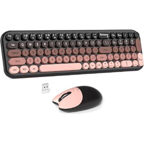 Wireless Keyboard and Mouse Combo, MOWUX Colorful Computer Full Size 2.4G Plug and Play Wireless Typewriter Keyboard and Mouse Set for Windows, Computer, Desktop, PC, Notebook - Orange Colorful in Saudi Arabia