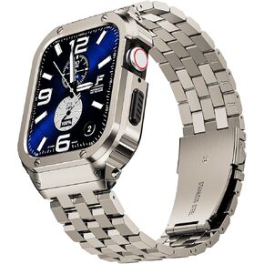 جراب SUPLINK من الفولاذ المقاوم للصدأ مع حزام متوافق مع Apple Watch Ultra 2/1 49mm Series SE 9 8 7 6 5 4 3 2 1 38 مم 40 مم 41 مم 42 مم 44 مم 45 مم غطاء حماية معدني متين للرجال iWatch in Kuwait