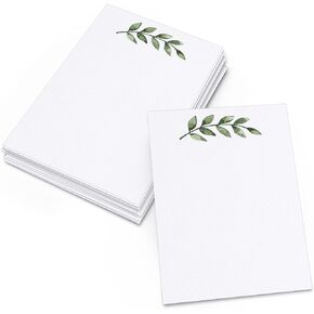 321Done Greenery Note Cards - 4x6 (Set of 50) Blank Greenery Cards - Thick, Heavy Cardstock - Pretty, Cute Simple Green Leaves Design on White - No Envelopes - Made in the USA in Saudi Arabia