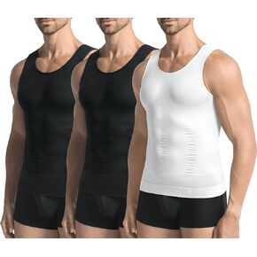 Mens 2 Pack Body Shaper Slimming Tummy Vest Thermal Compression Shirt Tank Top Shapewear Black/Black in Saudi Arabia