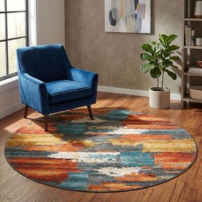 5x7 Area Rug for Living Room,Modern Abstract Burnt Orange Rug,Terracotta and Teal Brushstroke,Washable Rug,Non Slip, Bedroom, Dining Room, Home Office in Saudi Arabia