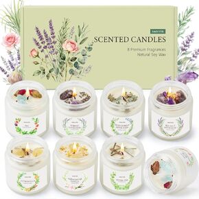 8 عبوات من الشموع المعطرة للمنزل، 28oz شموع الصويا الكريستالية - تدوم 200 ساعة، مجموعات شموع عطرية للنساء هدية، مثالية لعيد الحب، وعيد الأم، وأعياد الميلاد، والذكرى السنوية in Kuwait