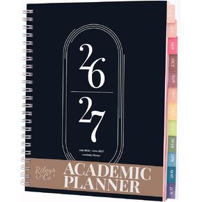 Rileys Planner 2024-2025 Academic Year, 18-Month Academic Weekly Planner - Academic Weekly & Monthly Agenda Planner, Flexible Cover, Notes Pages, Twin-Wire Binding (8 x 6 Inch, Black) in Saudi Arabia