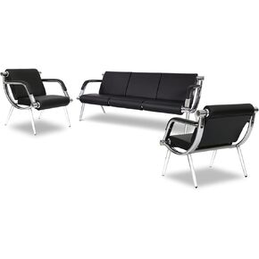 Kinfant 3 PCS Waiting Room Chairs for Guest Reception - Luxurious Guest Reception Chairs with Padded Arm Rest for Reception Meeting Conference and Waiting Room Side Office Home, Black in Saudi Arabia