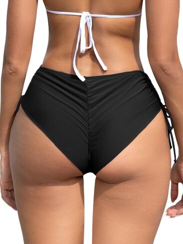 SHEKINI Women Bikini Bottoms Sexy Ruched Swim Bottom Cheeky Swimsuit High Waist Half Coverage Tankini Shorts in Saudi Arabia