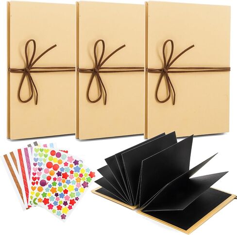 Hacaroa 4 Pack 6 x 8 Inch Small Accordion Scrapbook, Hardcover Kraft Paper Photo Albums with DIY Accessories, Stretchable Folding Memory Book for Wedding, Graduation, Valentine's Day, Black Pages in Saudi Arabia