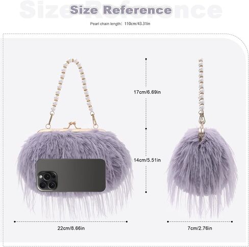Clutch Purse for Women Fluffy Feather Evening bags Pearl Handbag Vintage Shoulder Crossbody Bag in Saudi Arabia