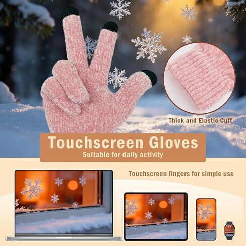 Cyihual Winter Beanie Hat Knit Scarf Touchscreen Gloves Set for Women Gift Set in Saudi Arabia