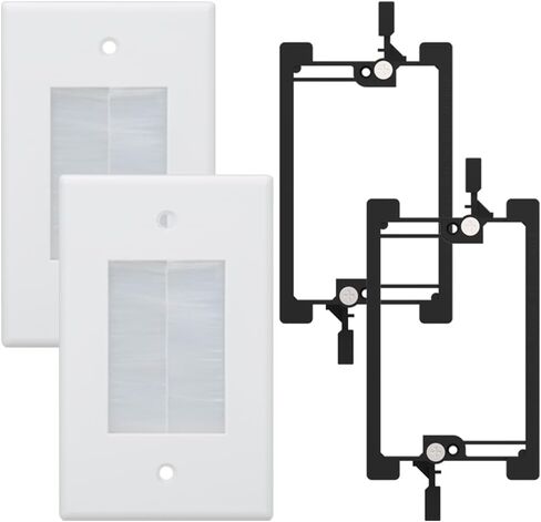 Cable Pass Through Wall Plate White, 10 pack, 1-Gang Brush Wall Plate Covers for Power Cords, HDMI, Coaxial, Ethernet Cables and Speaker Wires in Kuwait