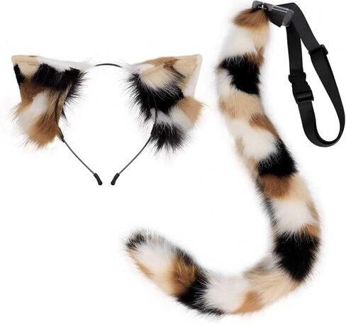 Cat Ears Headband:Cat Ears and Tail, Cat Noir Costume Halloween Headbands for Women，Cosplay Costume Set in Saudi Arabia