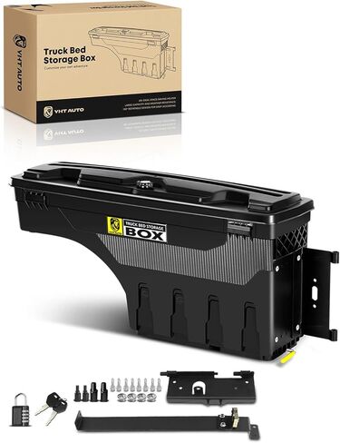 YHTAUTO Truck Bed Storage Tool Box Lockable Compatible with 2005-2021 Nissan Frontier, 2004-2015 Titan, Driver Side, Not fit for UTILI-Track System, Swing Waterproof Wheel Well Toolbox in Saudi Arabia