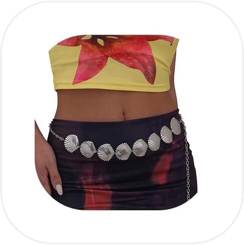 Summer Big Shell Waist Chain Belt Festival Rave Waist Body Chain Long Metal Link Belly Chain Belt Beach Body Jewelry for Women in Saudi Arabia