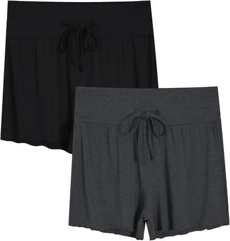 Latuza Women's Bamboo Viscose Sleep Shorts High Waisted Pajama Bottoms 2 Pack in Saudi Arabia