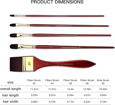 rubens Acrylic Paint Brushes, 5 Pcs Professional Paint Brushes Set, Long Wooden Handles Artist Series Brushes Nylon Bristles with Wide Flat, Flat, Round for Acrylic Oil Gouache Watercolor Painting in Saudi Arabia