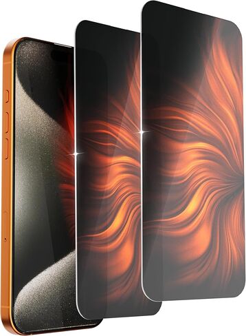 Heromiracle Compatible with iPhone 15 Pro Max Privacy Screen Protector 2 Pack Gradient Colorful anti Blue light eye protection Tempered Glass with Installation Alignment Frame (Pink 6.7 inch) in Kuwait
