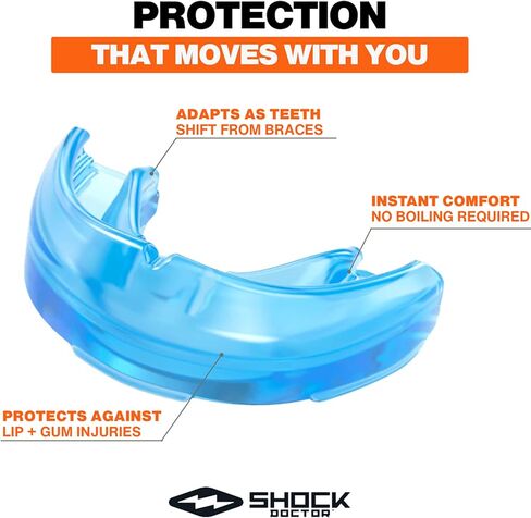 Shock Doctor Double Braces Mouth Guard, Full Protection, Instant Fit, Adult & Youth Sizes in Kuwait