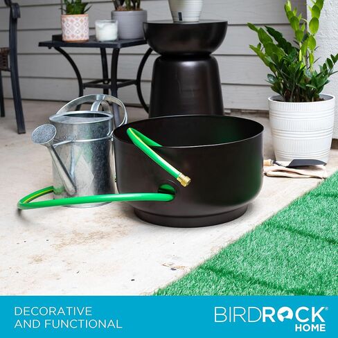 BIRDROCK HOME Decorative Footed Water Hose Holder Pot - Ground Garden Hose Box - Steel - Powdered Coated - Embossed - Steel Metal Hider - Outdoor or Indoor Use (Antique Bronze) in Saudi Arabia