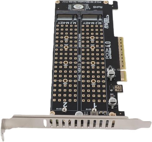 بطاقة محول Dpofirs مع بطاقتي توسيع 32 جيجابت في الثانية، ثنائي M.2 NVMe SSD إلى PCIE X8 M بطاقة توسيع قارئ محول القرص الصلب، تدعم السرعة الكاملة NVME SSD/M.2 PCIE(ph45) in Kuwait