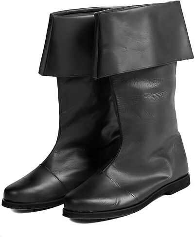 Men's Gothic Pirate Boots Retro Medieval Costume Shoes with PU Leather Low Heel for Halloween in Saudi Arabia
