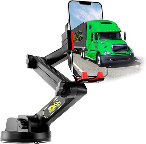 Truck Phone Holder Mount Heavy Duty Super Suction Cup, Cell Phone Holder for Truck Dashboard Windshield 16.9 inch Long Arm & Stable, Compatible with iPhone & Samsung, Gray, Semi Truck in Saudi Arabia