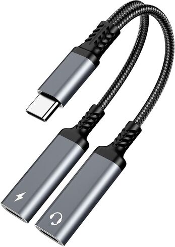 موزع USB C، محول سماعة راس وشاحن زوو اوكس مزدوج USB C، كيبل دونجل صوت 2 في 1 مع PD 60 واط يدعم خاصية الشحن السريع للموسيقى بكسل 4 3 اكس ال، جالكسي S22 S21 S20+ S20 نوت 20 10، اكسبيريا in Kuwait