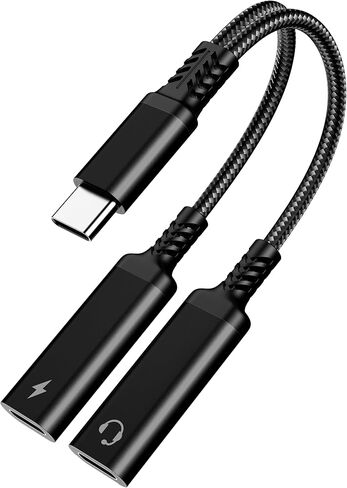 موزع USB C، محول سماعة راس وشاحن زوو اوكس مزدوج USB C، كيبل دونجل صوت 2 في 1 مع PD 60 واط يدعم خاصية الشحن السريع للموسيقى بكسل 4 3 اكس ال، جالكسي S22 S21 S20+ S20 نوت 20 10، اكسبيريا in Kuwait